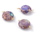 thumbnail image 1 of Natural Imperial Jasper Links Connectors with Golden Brass Loops Flat Round 23.5x15.5x6mm Hole: 1.6mm, 1 of 4