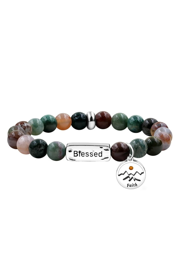 Natural India Agate Stone Beads Blessed Bracelets Handmade Beaded Stretch Bracelets Friendship Gifts for Him Her Y3799