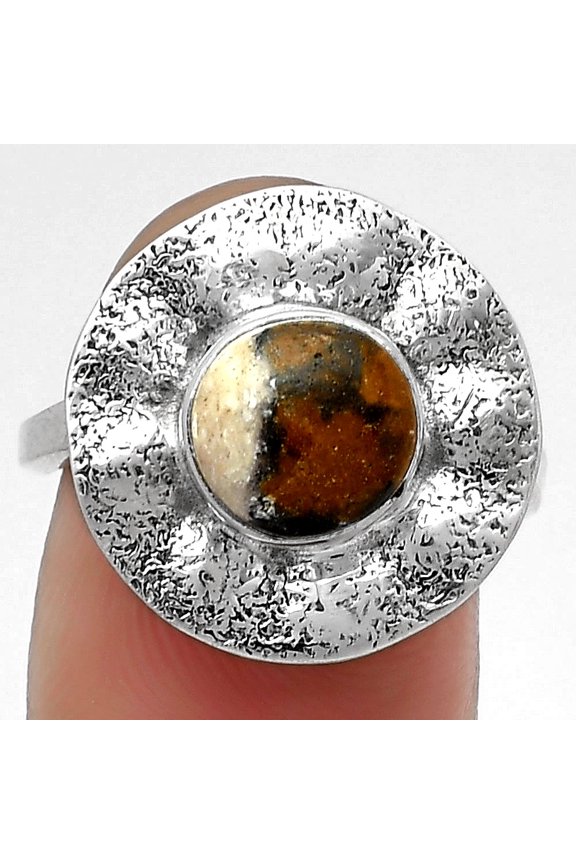 Natural Indian Blanket Jasper 925 Sterling Silver Ring s.7.5 Jewelry R-1531 SDR179103