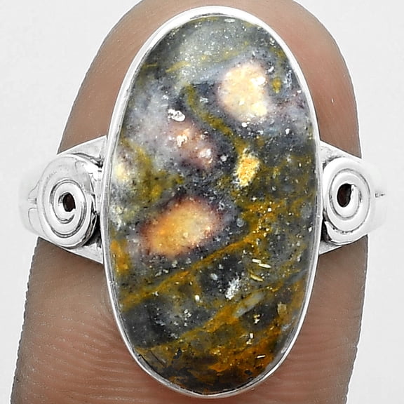 Natural Indian Blanket Jasper 925 Sterling Silver Ring s.8.5 Jewelry SDR151808