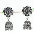 thumbnail image 1 of Natural Indian Look Jhumki Gemstone Silver Tribal Bali Earring 1.77", 1 of 1