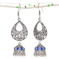 thumbnail image 1 of Natural Indian Look Jhumki Gemstone Silver Tribal Bali Earring 2.80", 1 of 1