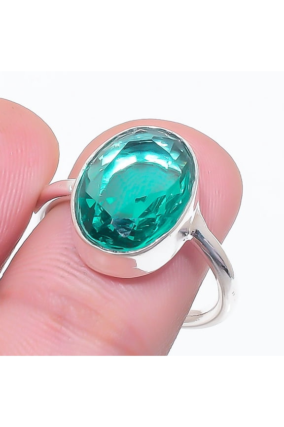 Natural Indicolite Tourmaline 925 Sterling Silver Jewelry Ring Size 7.5