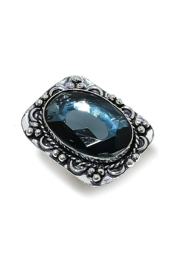 Natural Indicolite Tourmaline Gemstone 925 Sterling Silver Ring Size 6.5