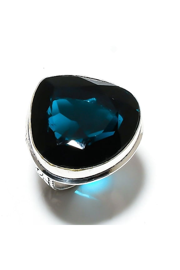 Natural Indicolite Tourmaline Gemstone 925 Sterling Silver Ring Size 6.5