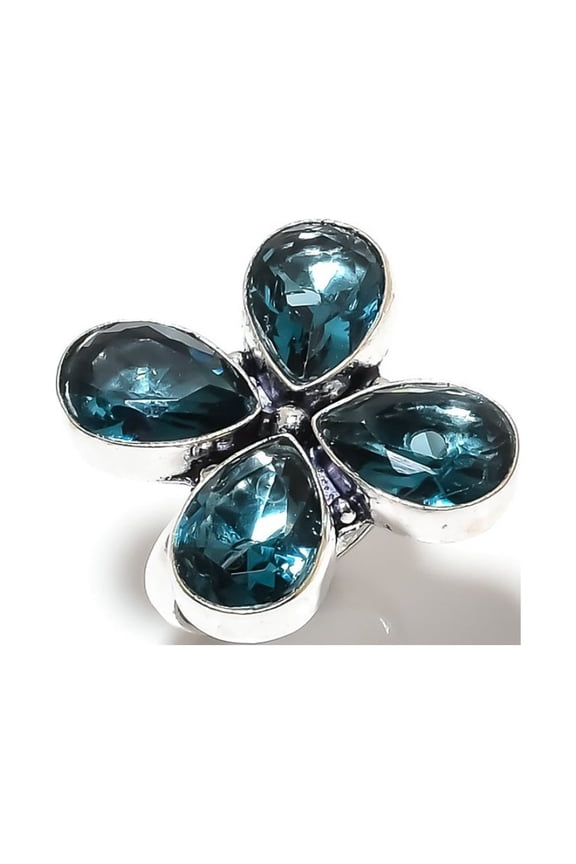 Natural Indicolite Tourmaline Gemstone 925 Sterling Silver Ring Size 6