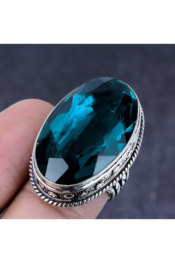 Natural Indicolite Tourmaline Handmade 925 Steling Silver Gift Ring S.6.5
