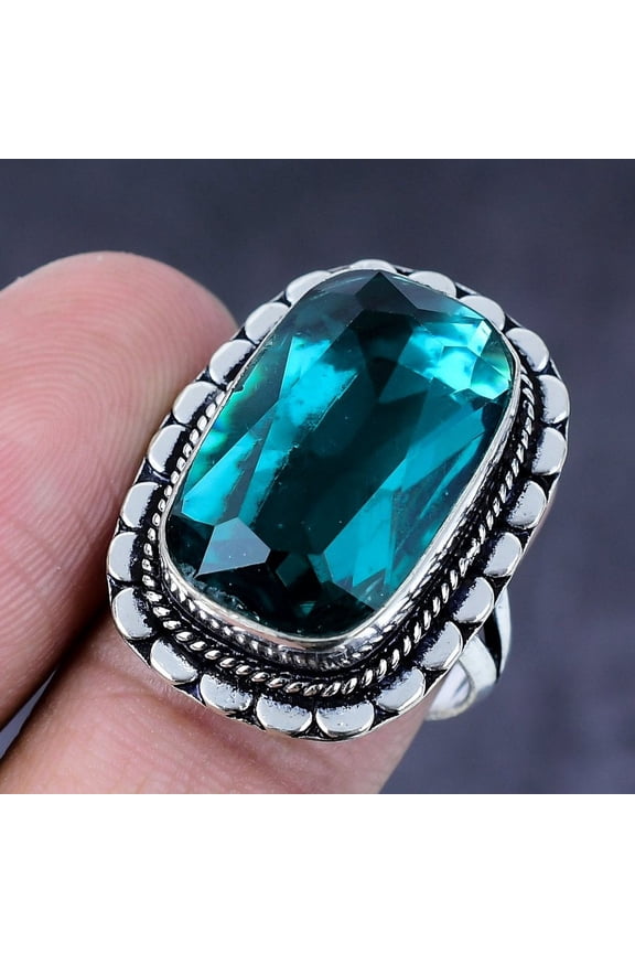 Natural Indicolite Tourmaline Handmade 925 Steling Silver Gift Ring S.8.5