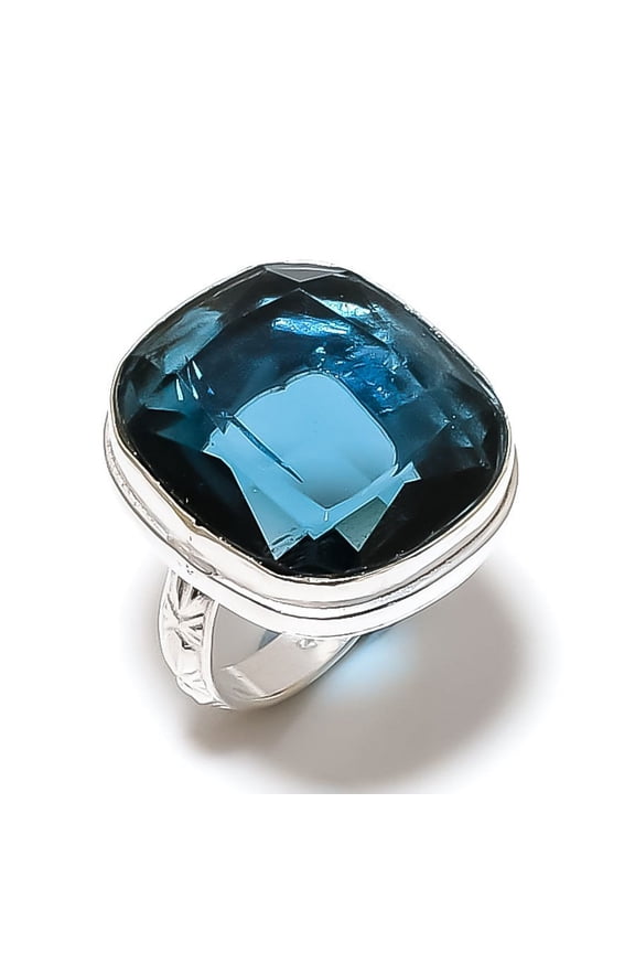 Natural Indicolite Tourmaline Handmade 925 Sterling Silver Jewelry Ring S.9