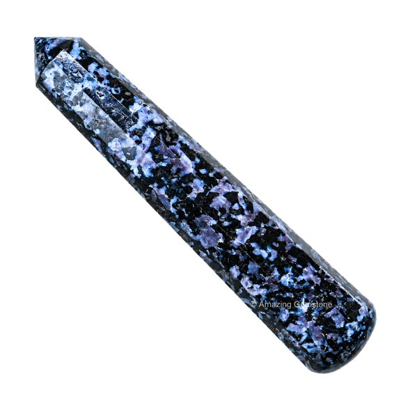 Natural Indigo Gabbro Crystal Massage Wand  Pointed Healing Stone