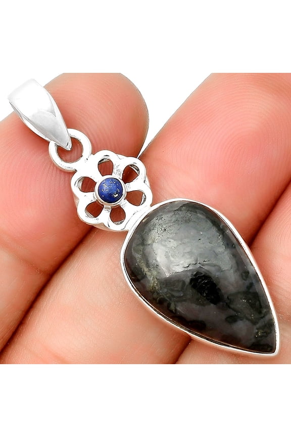 Natural Indigo Gabbro, Lapis Lazuli 925 Sterling Silver Pendant Jewelry P-1634 SDP133212