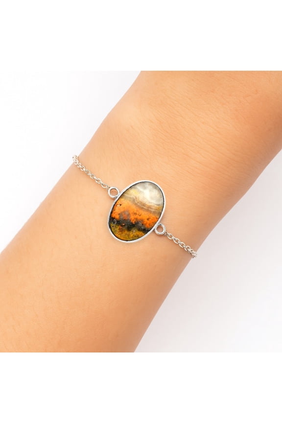 Natural Indonesian Bumble Bee 925 Sterling Silver Bracelet Jewelry SDB3384
