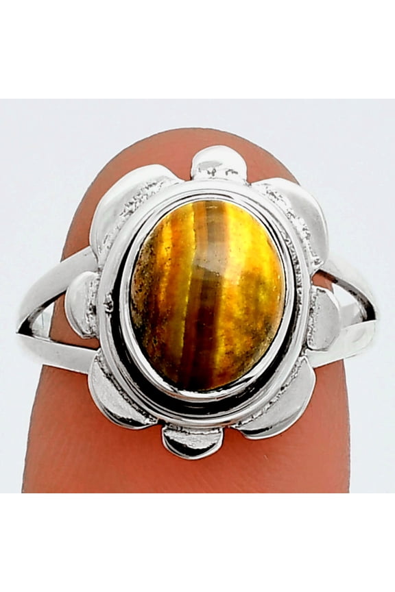 Natural Indonesian Bumble Bee 925 Sterling Silver Ring s.8 Jewelry R-1342 SDR245105