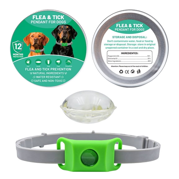 Simple Dog Pendant Infused with Natural Ingredients for Continuous Flea and Tick Repellent Protection Against Fleas and Ticks (1 Buckle + 2 Capsules + 1 Ring)