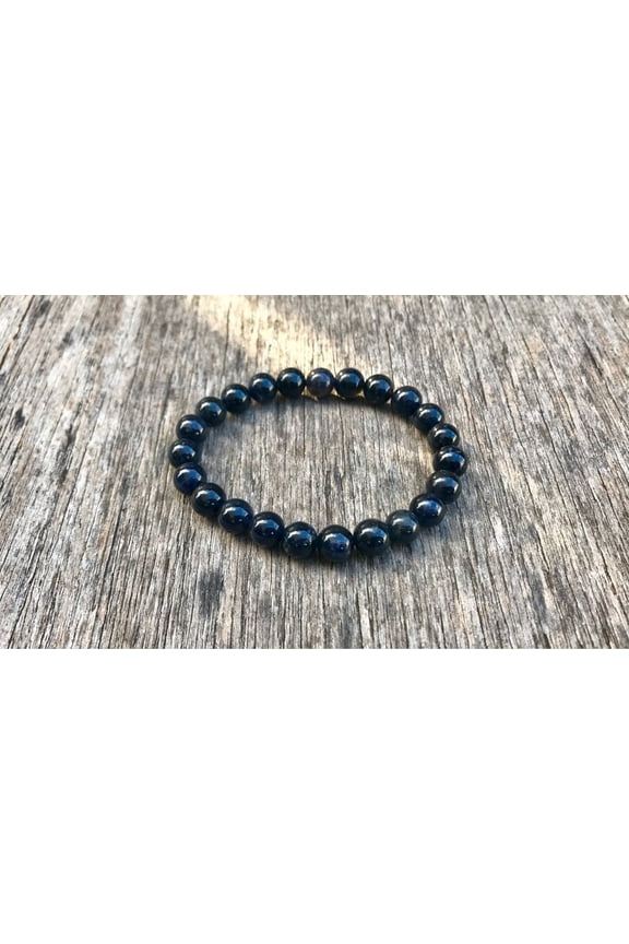 Natural Iolite 8mm Round Shape Smooth Cut Beads Stretchable Bracelet for Men & Women.