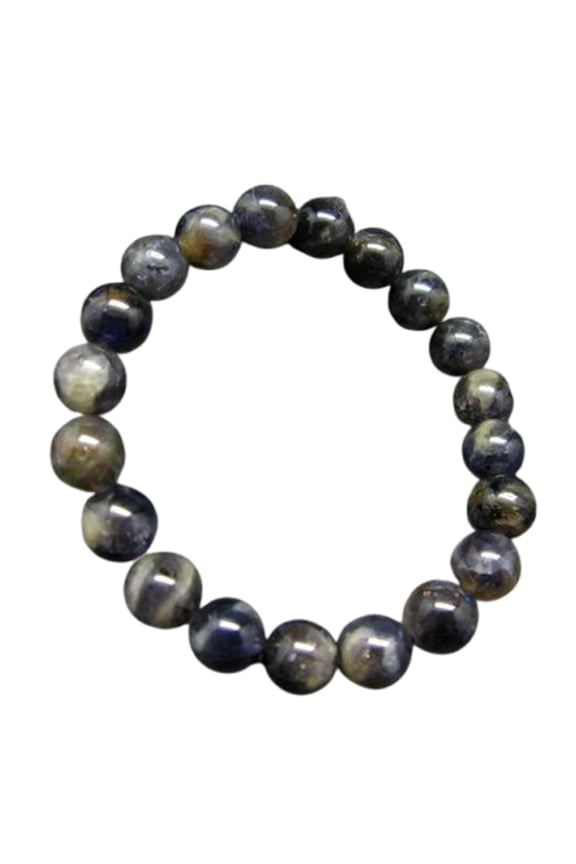 Natural Iolite Cordierite 10mm Round Shape Smooth Cut Beads Stretchable Bracelet For Men & Women. Unisex Bracelet
