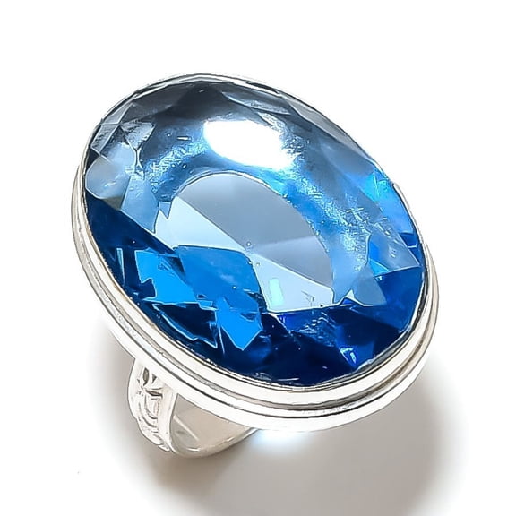 Natural Iolite Gemstone Handmade 925 Sterling Silver Jewelry Ring Size 10