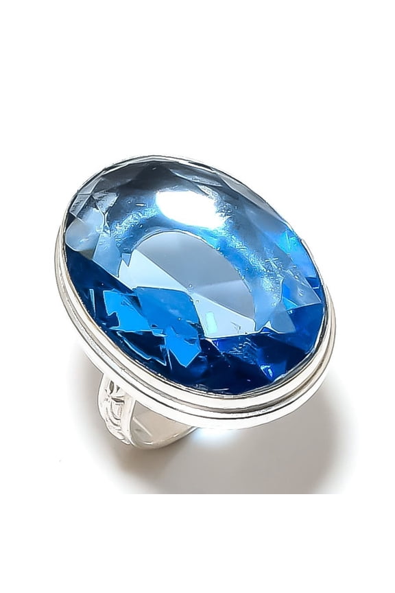 Natural Iolite Gemstone Handmade 925 Sterling Silver Jewelry Ring Size 7