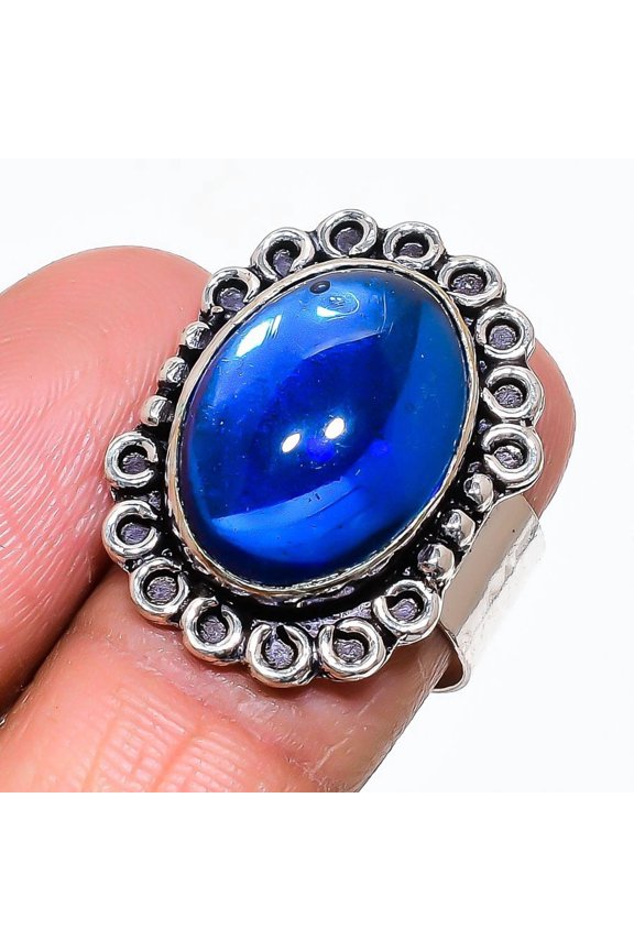 Natural Iolite Quartz Gemstone 925 Sterling Silver Jewelry Ring Size 6.5