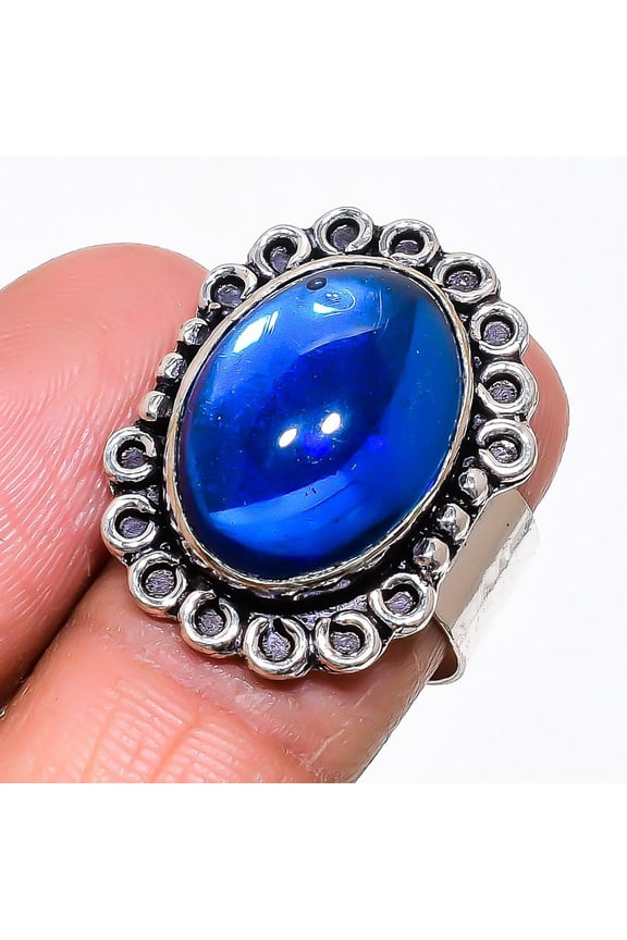 Natural Iolite Quartz Gemstone 925 Sterling Silver Jewelry Ring Size 6.5