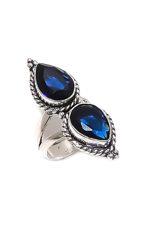 Natural Iolite Quartz Gemstone 925 Sterling Silver Jewelry Ring Size 8