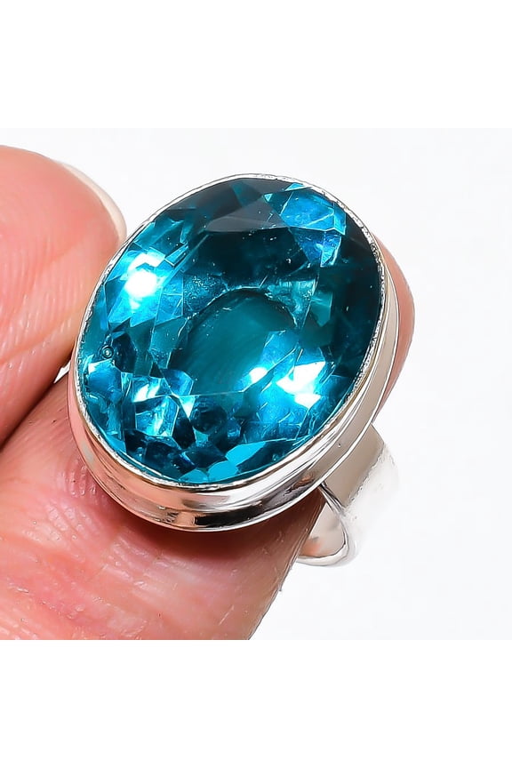 Natural Iolite Quartz Gemstone 925 Sterling Silver Jewelry Ring Size 8