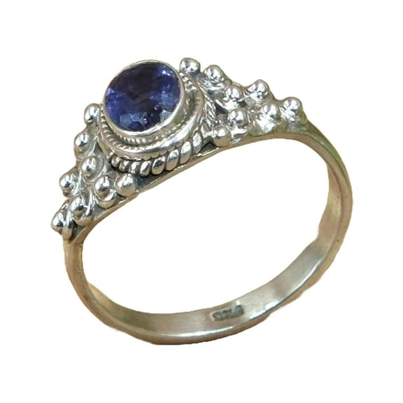 Natural Iolite Stone Ring Handmade Promise Ring Gift Jewelry For Her