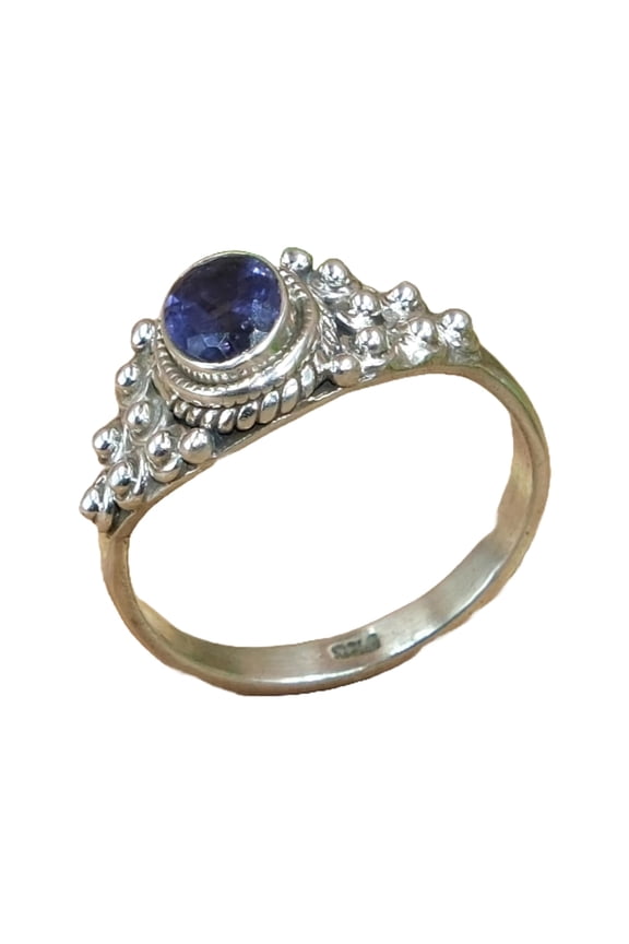 Natural Iolite Stone Ring Handmade Promise Ring Gift Jewelry For Her