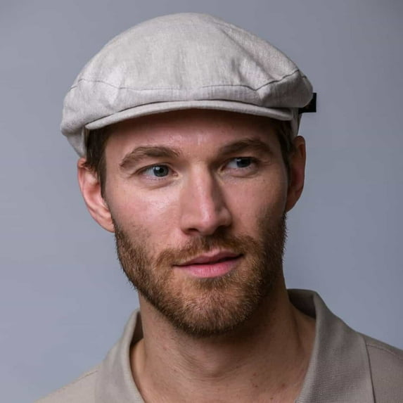 Natural Irish Linen Hat For Men By Mucros Weavers, Size X-Large