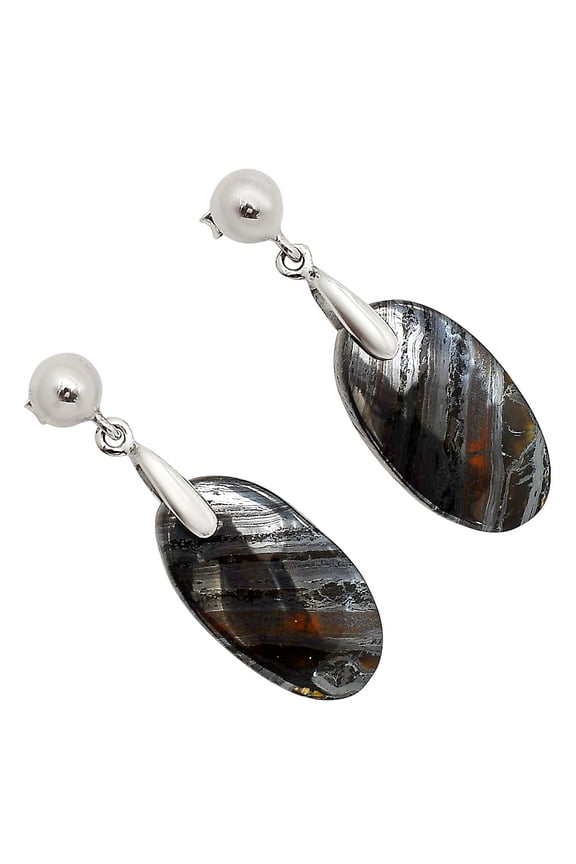 Natural Iron Tiger Eye 925 Sterling Silver Earrings Jewelry E-1199 SDE90660