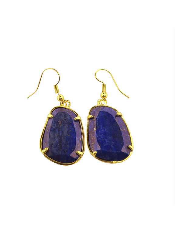 Natural Irregular Lapis Lazuli Gold Dangle Earrings NILLGDE2