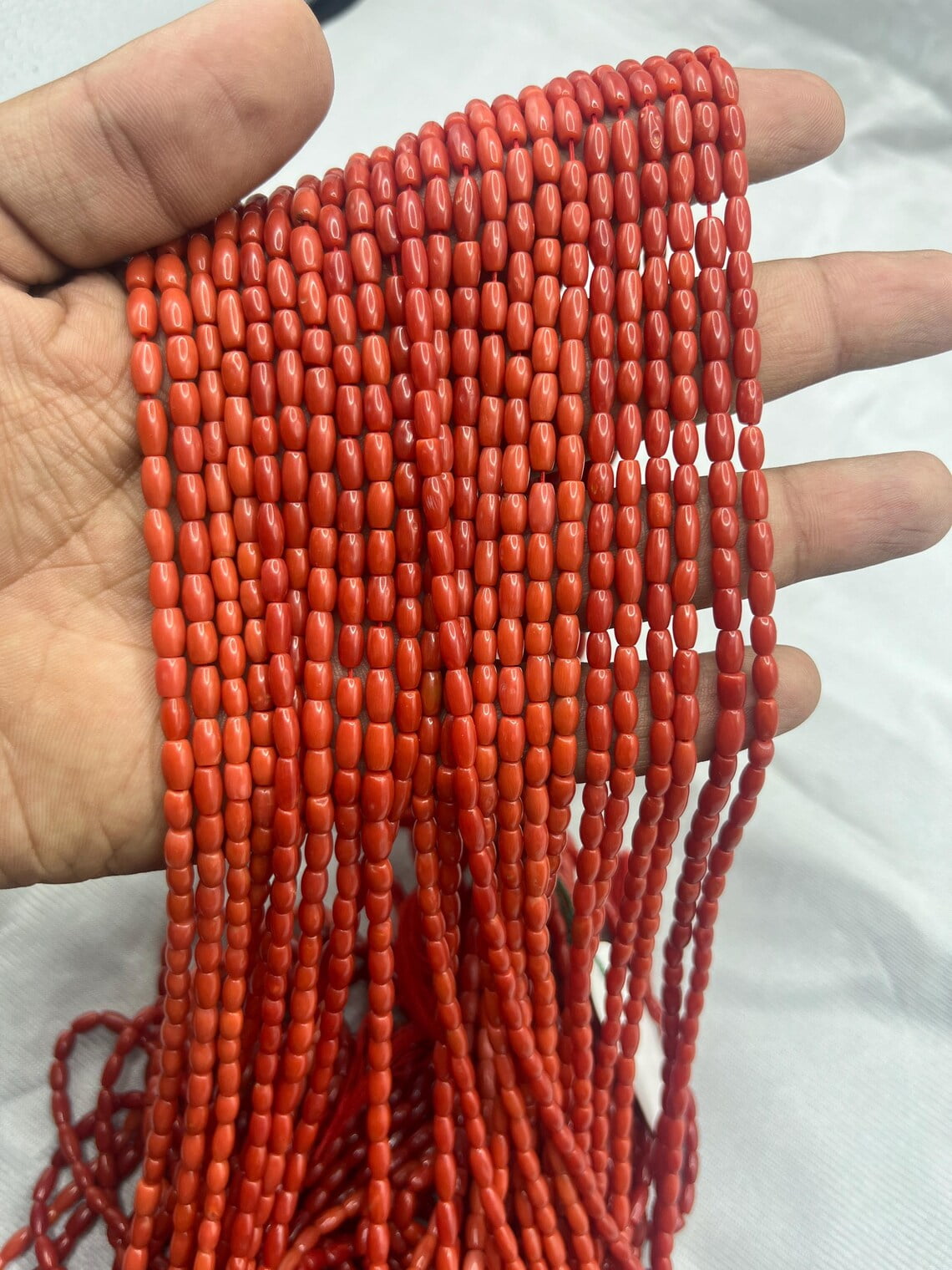 Natural Italian Coral Smooth Tube Beads Coral Pipe Beads Smooth Coral Beads 15 Inch Coral Tube Beads 4x7mm Coral Smooth Tube Strand  For Jewelry Making