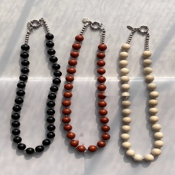 Natural Jade Agate Titanium Steel Simple Retro French Necklace