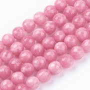 Natural Jade Bead Strands Dyed Faceted Round Pearl Pink 8mm Hole: 1mm 48pcs/strand 14.5~14.9 inch
