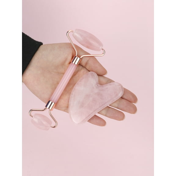 Natural Jade Face Roller Gua Sha Scraper Set Face Neck Body Skin Care Beauty Tool Portable Rose Quartz Facial Massager Tool