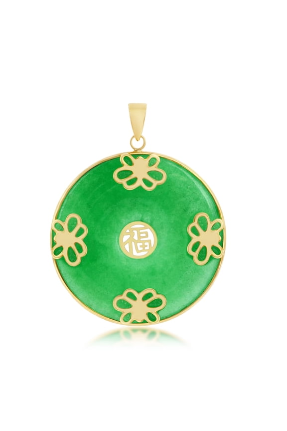 Natural Jade Pendant for Women - Good Luck Pendant Necklace - Genuine Jade Jewelry for Women - Chinese FU Luck Symbol Pendant - Gold Chinese Pendant - Jade Stone Pendants - Vintage Chinese Jewelry