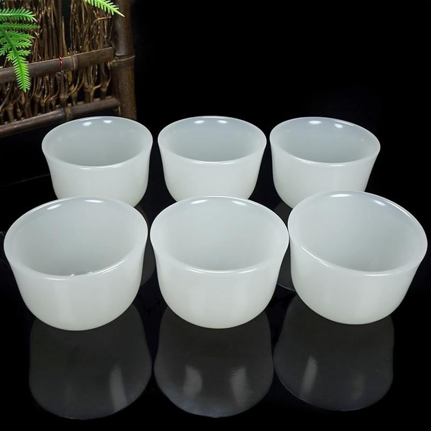 2-Piece Natural Jade Tea Cup Set – Hand Carved Green Jade, Healing Crystal, Gongfu Tea Set - View #6