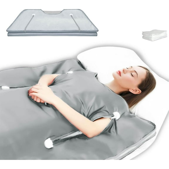 Far Infrared Sauna Blanket with Large Screen Remote Control for Muscle Relief Circulation Exercise Recovery Heating Detoxification 2-Zone Double Zipper Portable Saunas for Home Relaxation