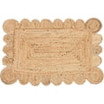 thumbnail image 1 of KALVEERA Coastal Braided Off-White Scalloped Area Rug, 2' x 12', Non-Slip Backing, 1 of 5