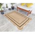 thumbnail image 1 of Natural Jute Area Rug with Scalloped Edges and Double Border Handwoven Floor Mat for Living Room, Bedroom Decor Green 8 x 10 ft, 1 of 5