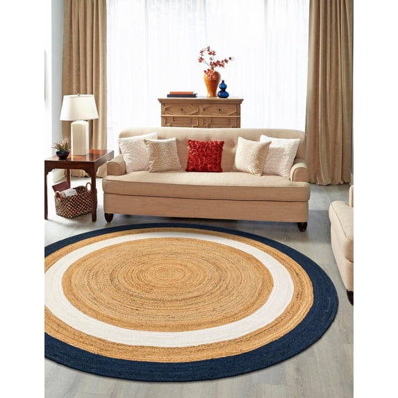 Natural Jute Area rug , Woven Rug , Luxury Rugs & CarpetSize - 4 x 4 Feet Round (120 cm x 120 cm)