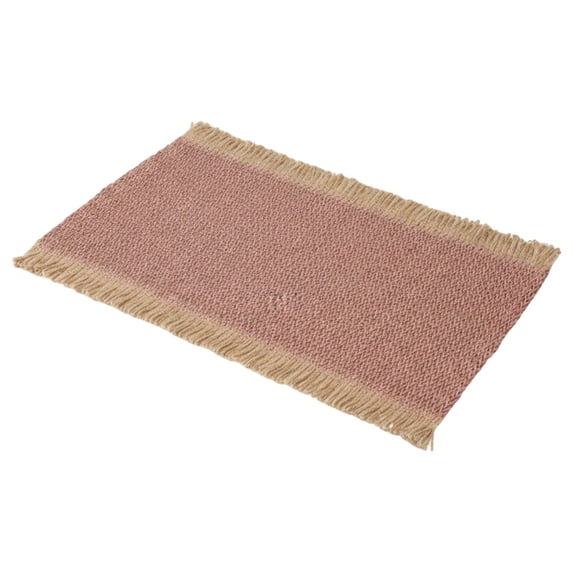 Natural Jute Boho Chic Fringe Edge Table Placemats, Rectangular Rustic Farmhouse Burlap Tassel Dining Table Mats, Heat Resistant Washable Placemats for Kitchen Dining Table, 1Pc(Pink,17.7x11.8")