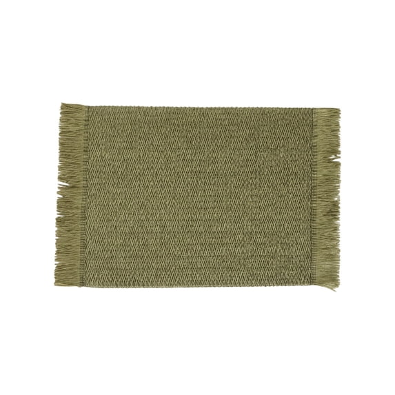 Natural Jute Boho Chic Fringe Edge Table Placemats, Rectangular Rustic Farmhouse Burlap Tassel Dining Table Mats, Heat Resistant Washable Placemats for Kitchen Dining Table, 1Pc(Green,17.7x11.8")