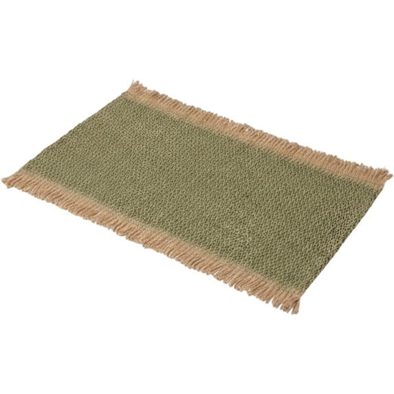 Natural Jute Boho Chic Fringe Edge Table Placemats, Rectangular Rustic Farmhouse Burlap Tassel Dining Table Mats, Heat Resistant Washable Placemats for Kitchen Dining Table, 1Pc(Green1,17.7x11.8")