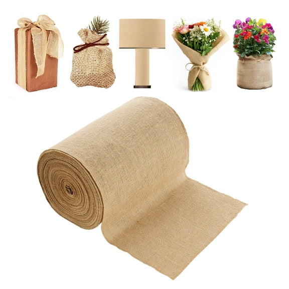 Natural Jute Burlap Fabric Roll 14 ft x 150 ft High Density 50 x 50 for Decor Crafts Wedding Gardening Plant Tree Winter Covering
