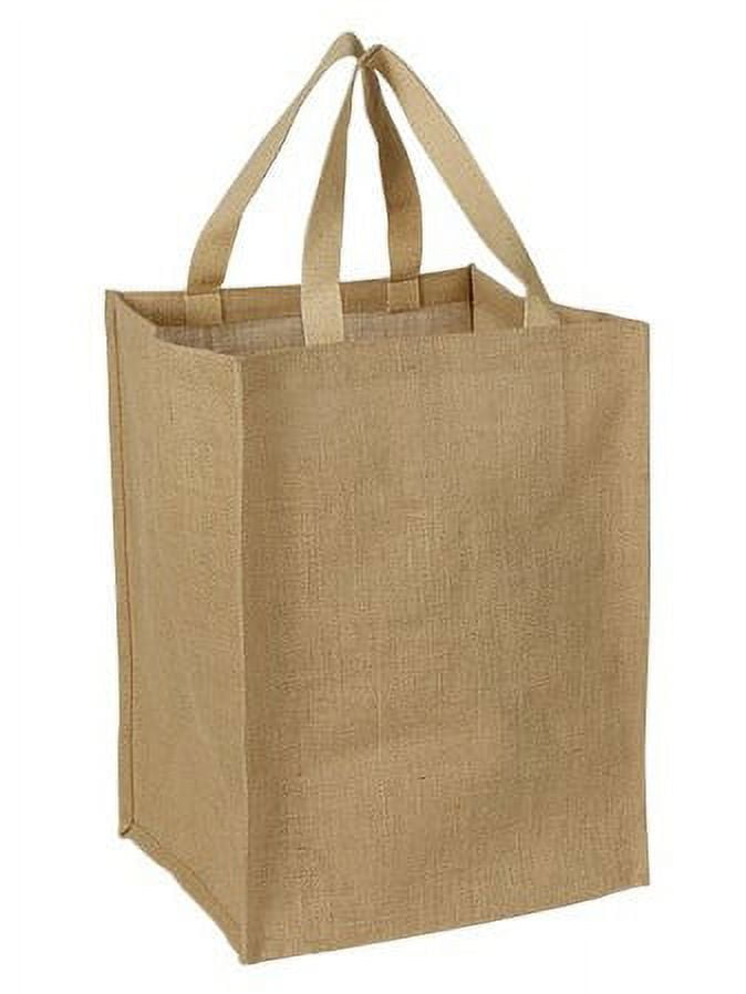 Natural Jute Burlap Grocery bag with cotton webbed handles size 11"W x