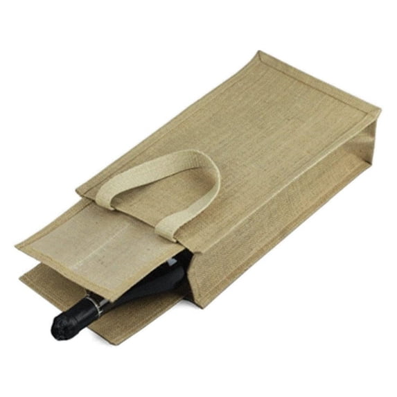 Natural Jute Burlap Two Bottle Wine Gift Tote Bags Wine Carry Holder w/Dividers (6)