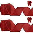 thumbnail image 1 of Natural Jute Burlap Wired Ribbon for Gift Wrapping, Christmas Tree Ribbons, Crafts, Wreaths, Thanksgiving - 1 1/2 Inch x 10 Yards, 2 Rolls, 1 of 7