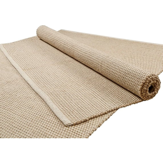 Natural Jute-Cotton Area Rug 2x3 ft – Machine Washable, Rug for Living ...