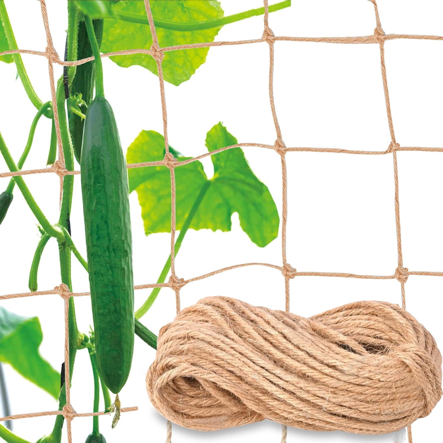 Natural Jute Net for Climbing Plants Outdoor -Bexikou Garden Plant Trellis Netting,Garden Trellis for Garden Climbing Vining Plants Cucumber,Vine, Fruits & Vegetables Tomato(5.9 Ft x 11.5 Ft)
